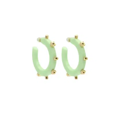 Smith & Co Women's Solid Jewel Hoop Earrings In Matcha In Multi