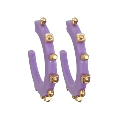 Smith & Co Women's Solid Jewel Hoop Earrings In Violet In Purple