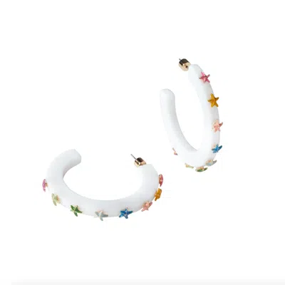 Smith & Co Women's Starfish Jewel Hoop Earrings In Multicolor In White