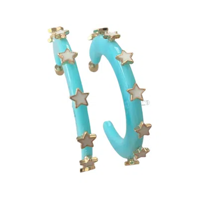 Smith & Co Women's Starlight Jewel Hoop Earring In Minty Blue
