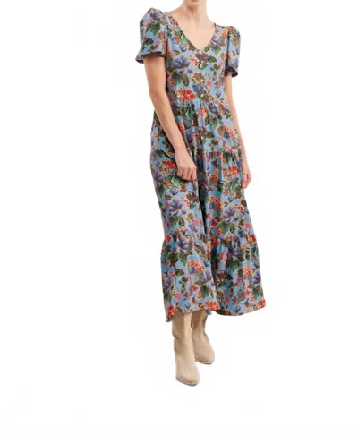 Smith & Quinn Agatha Tiered Maxi Dress In Antique Petals In Blue