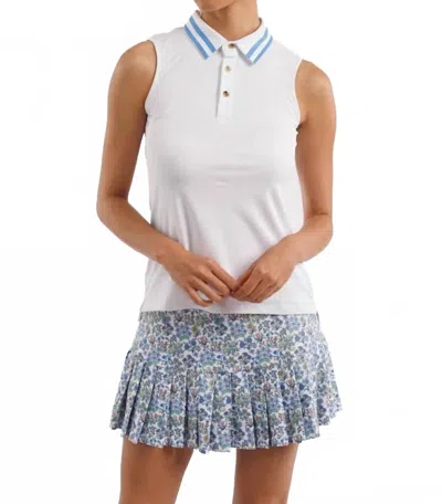 Smith & Quinn Alice Sleeveless Polo In White/hydrangea