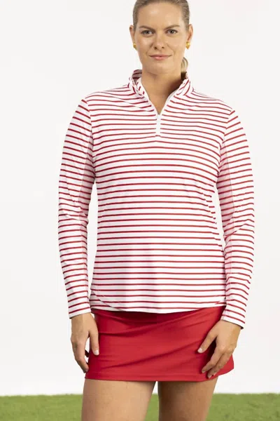 Smith & Quinn Ava Quarter Zip Pullover In Cherry Stripe In Pink