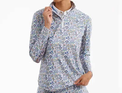 Smith & Quinn Ava Zip Pullover Top In Spring Sprig In Blue