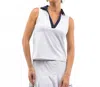 Smith & Quinn Bryce Sleeveless Polo Top In White/navy In White
