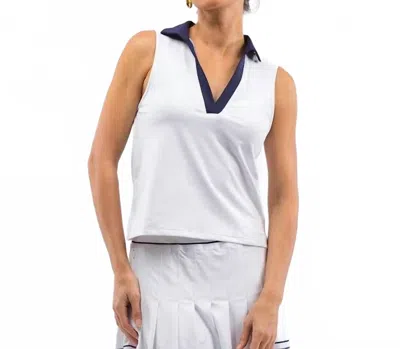 Smith & Quinn Bryce Sleeveless Polo Top In White/navy