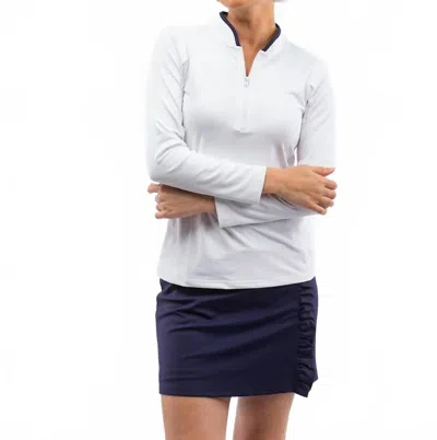 Smith & Quinn Carey 1/4 Zip Pullover Top In White/navy
