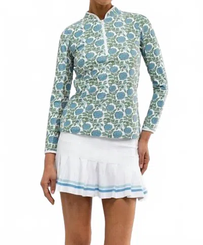 Smith & Quinn Carey Quarter Zip Long Sleeve Top In Seasalt Floral In Multi