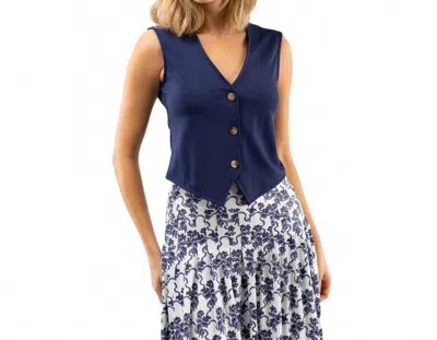 SMITH & QUINN CLYDE BUTTON VEST IN NAVY