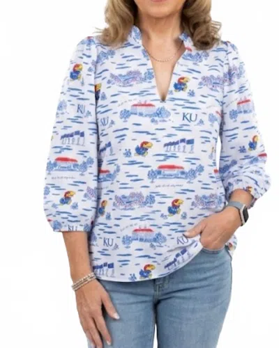 Smith & Quinn Eliza Kansas Toile Top In Blue In Multi