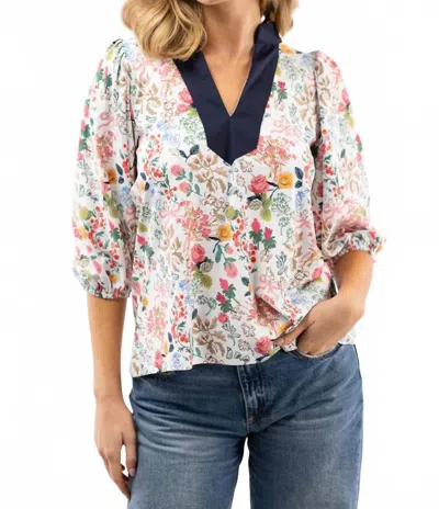Smith & Quinn Eliza Three-quarter Sleeve Top In Flower Cart In Multi