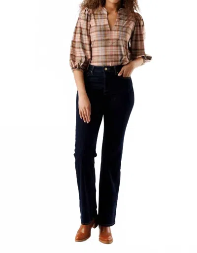 Smith & Quinn Eliza Top In Brown Plaid In Yellow