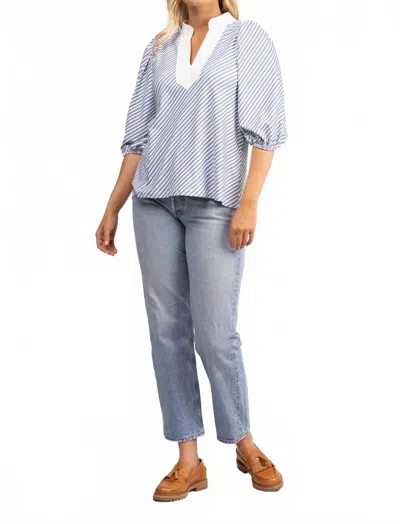 Smith & Quinn Eliza Tunic Top In Chambray Stripe In Blue