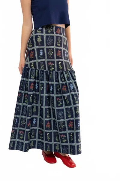 Smith & Quinn Faye Midi Skirt In Gardeners Window Navy In Blue