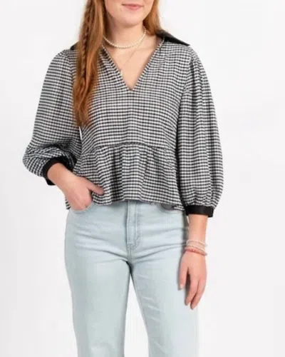 Smith & Quinn French Gingham V-neck Top In Black In Animal Print