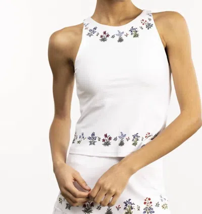 Smith & Quinn Jessie Top With Blockprint Flower In White Embroidery In Multi