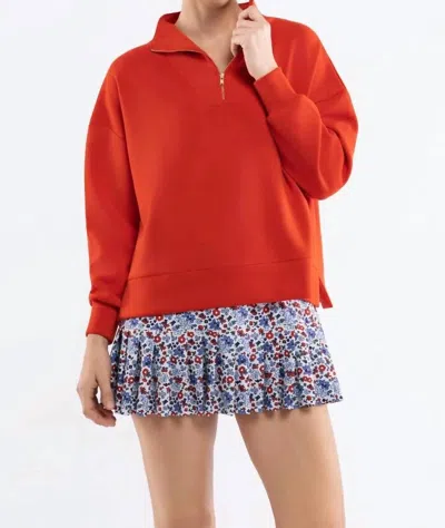 Smith & Quinn Morgan Quarter Zip Long Sleeve Top In Tomato In Orange