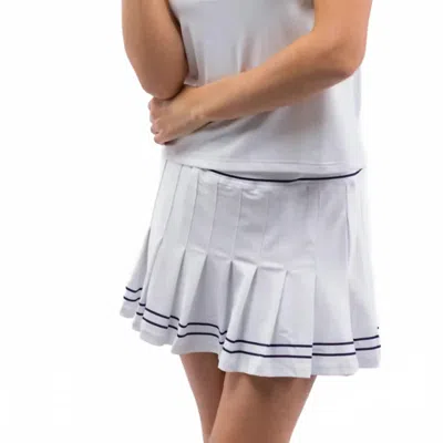 Smith & Quinn Polyester Blend Pleated Skort In White/navy In Multi