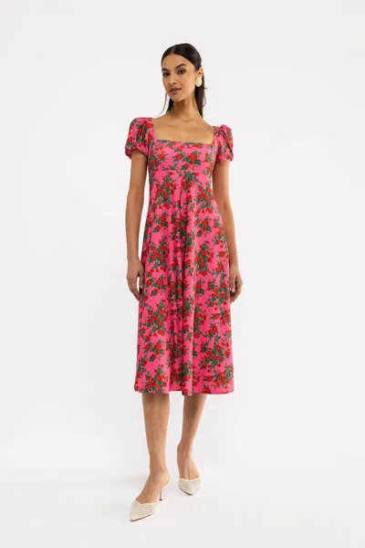 Smith & Quinn Rosalie Square Neck Midi Dress In Shrub Rose In Pink