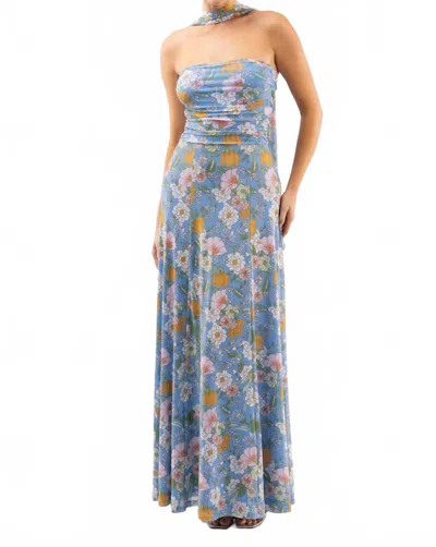 Smith & Quinn The Esme Strapless Semi-sheer Maxi Dress In Marigold Pot In Blue