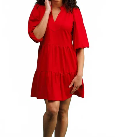 Smith & Quinn Tory 3/4 Puff Sleeve Dress In Red