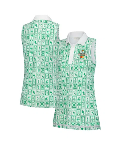 Smith & Quinn Women's Green Arnold Palmer Invitational Geo Print Sleeveless Polo Shirt