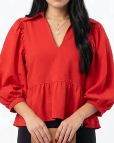 Smith & Quinn Wren V-neck Top In Red In Orange