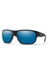 Smith Arvo 61mm Chromapop™ Polarized Wraparound Sunglasses In Black/chromapop Glass Blue