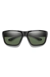 Smith Arvo 61mm Chromapop™ Polarized Wraparound Sunglasses In Black/chromapop Gray Green