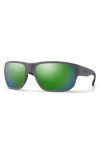 Smith Arvo 61mm Chromapop™ Polarized Wraparound Sunglasses In Cement/chromapop Green