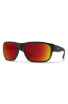 Smith Arvo 61mm Chromapop™ Polarized Wraparound Sunglasses In Matte Black/chromapop Red