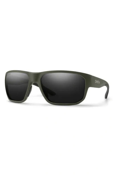 Smith Arvo 61mm Chromapop™ Polarized Wraparound Sunglasses In Matte Moss/chromapop Black