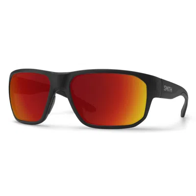 Pre-owned Smith Arvo Sunglasses - Matte Black W/chromapop Polarized Red Mirror