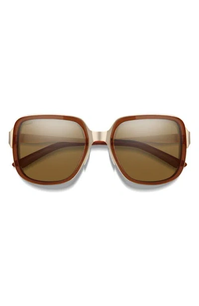 Smith Aveline 55mm Chromapop™ Polarized Square Sunglasses In Amber/polarized Brown