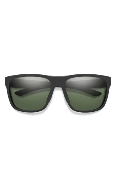Smith Barra 59mm Chromapop™ Polarized Sunglasses In Matte Black/gray Green