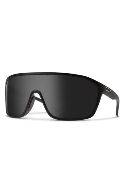 Smith Boomtown 135mm Chromapop™ Polarized Shield Sunglasses In Matte Black/polarized