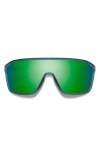 Smith Boomtown 135mm Chromapop™ Polarized Shield Sunglasses In Matte Stone Crystal/green