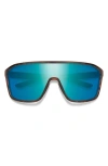 Smith Boomtown 135mm Chromapop™ Polarized Shield Sunglasses In Matte Tortoise/opal Mirror