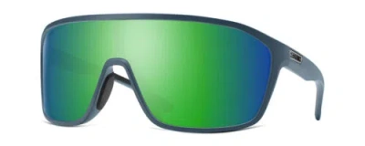 Pre-owned Smith Boomtown Sunglasses Crystal Blue/photochromic Chromapop Green Mirror 99 Mm In Multicolor