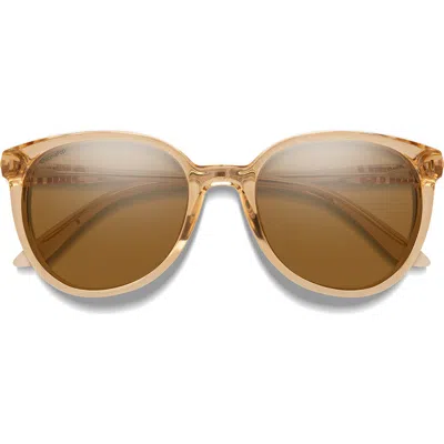 Smith Cheetah 54mm Polarized Round Sunglasses In Champagne Crystal/brown