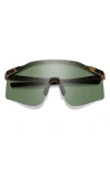 Smith Defy 135mm Chromapop™ Polarized Shield Sunglasses In Matte Tortoise/gray Green