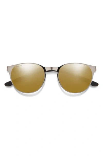 Smith Eastbank 52mm Chromapop™ Polarized Round Sunglasses In Brushed Gunmetal/bronze
