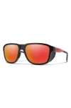 Smith Embark 58mm Chromapop™ Polarized Square Sunglasses In Tnf Black/horizon Red/red