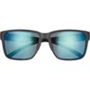 Smith Emerge 60mm Polarized Rectangle Sunglasses In Matte Black/blue Mirror