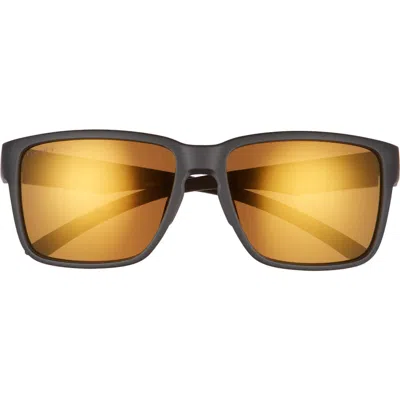 Smith Emerge 60mm Polarized Rectangle Sunglasses In Matte Black/bronze Mirror