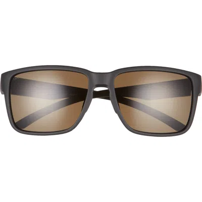 Smith Emerge 60mm Polarized Rectangle Sunglasses In Matte Black/grey Green