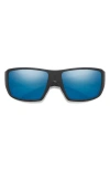 Smith Guide's Choice 62mm Polarized Oversize Wraparound Sunglasses In Black/chromapop Glass Blue