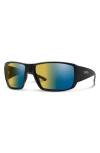 Smith Guide's Choice 62mm Polarized Oversize Wraparound Sunglasses In Black/glass Yellow Blue
