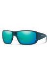 Smith Guide's Choice 62mm Polarized Oversize Wraparound Sunglasses In Pacific/glass Opal