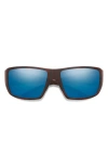 Smith Guide's Choice 62mm Polarized Oversize Wraparound Sunglasses In Tortoise/glass Blue